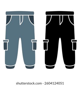 cargo pants icon, simple flat style, illustration, logo sign symbol pictogram template, for ui or ux isolated on white for mobile app, editable