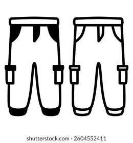 cargo pants icon, simple flat style, illustration, logo sign symbol pictogram template, for ui or ux isolated on white for mobile app, editable