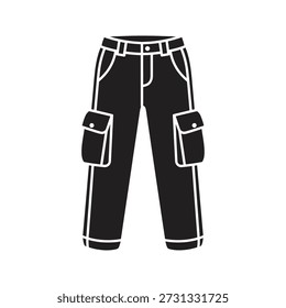 Ícone de calças de carga ilustração vetorial mostrando calças vestuário moda vestuário vestuário casual estilo masculino vestuário têxtil bolsos conceito isolado branco fundo design elemento