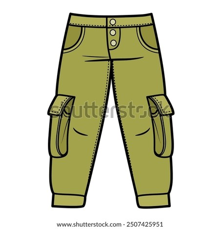 Cargo pants with large pockets color variation. Image produced without the use of any form of AI software at any stage.