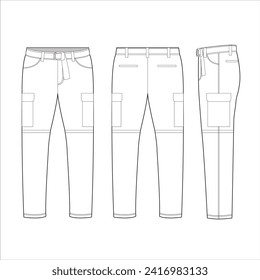 Pantalones de carga para la plantilla de vectores masculinos, moda Casual masculina