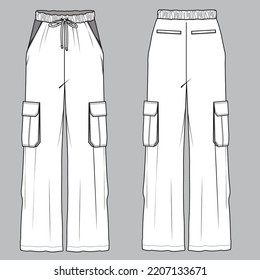 Cargo pants vector sketch for fashion design