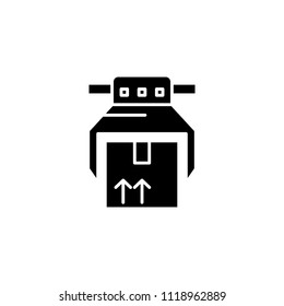 Cargo pick-up black icon concept. Cargo pick-up flat  vector symbol, sign, illustration.