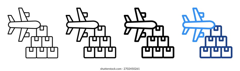 Cargo Plane Icon Different Outline Collection Set