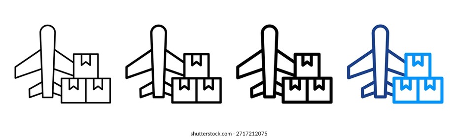 Cargo Plane Icon Different Outline Collection Set