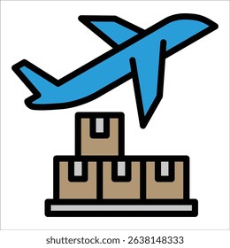 Cargo Plane Icon Element For Design