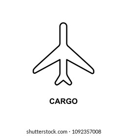 cargo plane icon. Element of simple web icon with name for mobile concept and web apps. Thin line cargo plane icon can be used for web and mobile on white background