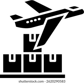 Cargo Plane Icon Glyph Vector Illustration