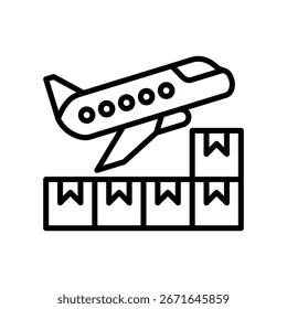 Cargo Plane Icon Line Vector Illustration