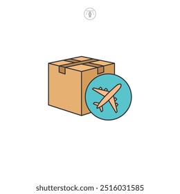 Ilustración vectorial del icono del avión de carga aislada en el fondo blanco