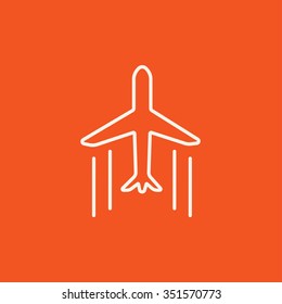 Icono de línea de plano de carga para web, móviles e infografías. Icono blanco vector aislado en fondo rojo.