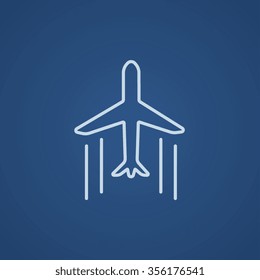 Cargo plane line icon for web, mobile and infographics. Vector light blue icon isolated on blue background.