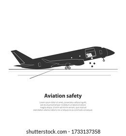 El avión de carga se inclinó hacia atrás después de la carga. Ilustración vectorial.