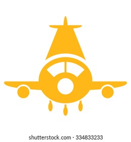 Cargo Plane vector icon. Style is flat yellow symbol, rounded angles, white background.