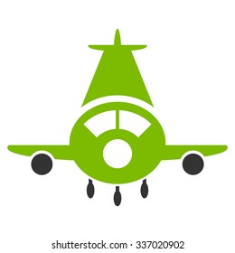 Cargo Plane vector icon. Style is flat bicolor eco green and gray symbol, rounded angles, white background.