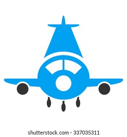 Cargo Plane vector icon. Style is flat bicolor blue and gray symbol, rounded angles, white background.