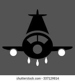 Cargo Plane vector icon. Style is flat bicolor black and white symbol, rounded angles, gray background.