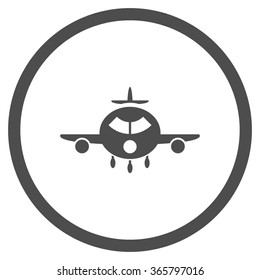 Cargo Plane vector icon. Style is flat circled symbol, gray color, rounded angles, white background.