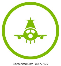 Cargo Plane vector icon. Style is flat circled symbol, eco green color, rounded angles, white background.