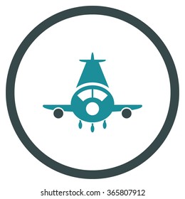 Cargo Plane vector icon. Style is bicolor flat circled symbol, soft blue colors, rounded angles, white background.