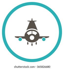 Cargo Plane vector icon. Style is bicolor flat circled symbol, grey and cyan colors, rounded angles, white background.