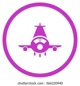 Cargo Plane vector icon. Style is flat circled symbol, violet color, rounded angles, white background.