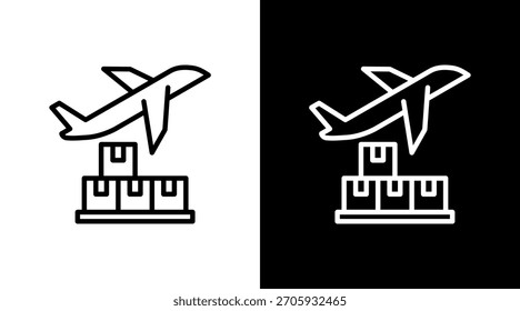 Diseño de conjunto de iconos blancos de avión de carga