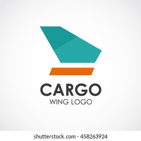 Cargo of plane wing abstract vector and logo design or template courier business icon of company identity symbol concept