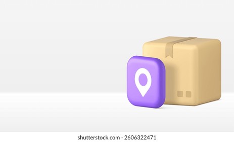 Cargo postal parcel delivery GPS location tracking banner copy space vector illustration. Order shipment online shopping goods transportation courier logistic distribution service shipping technology