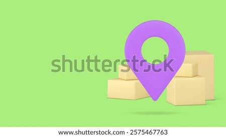 Cargo postal parcel delivery service map navigation banner copy space vector illustration. Courier shipment cardboard box post freight warehouse storage logistic distribution online shopping order