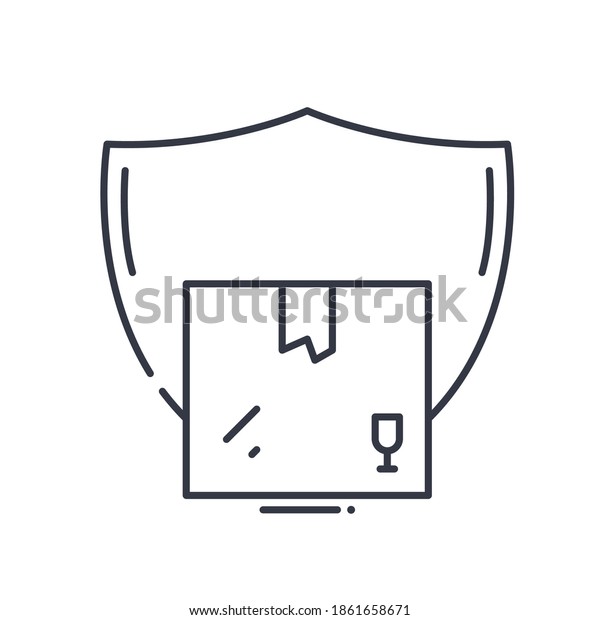 Cargo protection icon, linear isolated\
illustration, thin line vector, web design sign, outline concept\
symbol with editable stroke on white\
background.