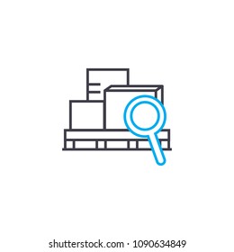 Cargo scanning vector thin line stroke icon. Cargo scanning outline illustration, linear sign, symbol concept.