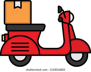 Cargo Scooter Concept, Take-Away Buffet Logistics vector color icon design, Retail Food delivery service symbol, Touch less Meal Courier Sign, Grocery pickup stock illustration
