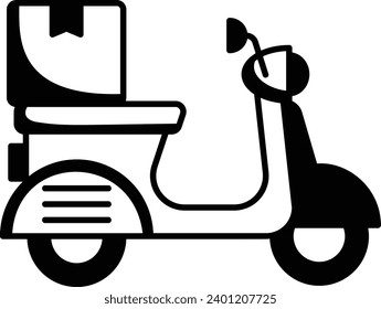 Cargo Scooter Concept, Take-Away Buffet Logistics vector outline icon design, Retail Food delivery service symbol, contact-less Meal Courier Sign, Grocery pickup stock illustration