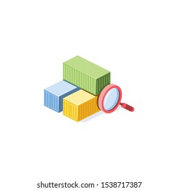 Cargo search, track. Vector 3d isometric, color web icon, new flat style. Creative illustration design, idea for infographics.