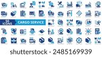 Cargo service icon collection set. Containing express delivery, warehousing, customs clearance, supply chain, global logistics, air cargo, sea freight icon. Simple flat vector illustration.