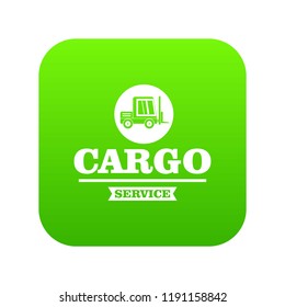 Cargo service icon green vector isolated on white background