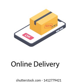 Cargo service, online delivery in isometric icon 