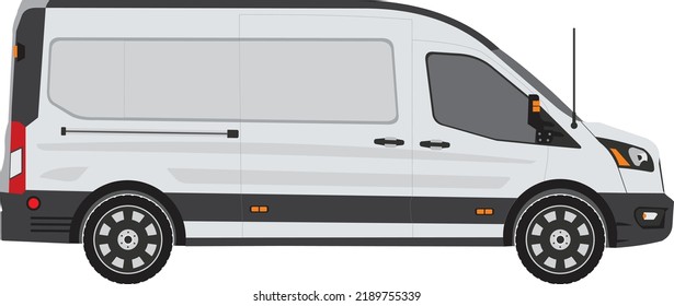 Cargo Service Or Cargo Van Side View In White Color Vector Illustration