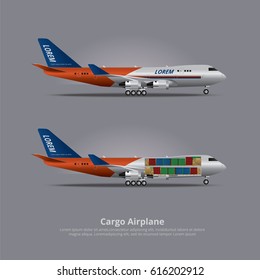 Cargo ship Airplane Isolated Vector Illustration 