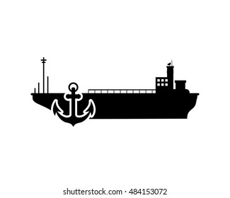cargo ship and anchor  icon