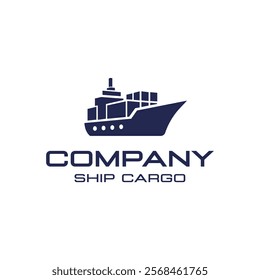 Cargo Ship Boat Transportation.Heavy Ship Logistic Logo Design