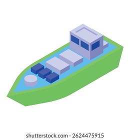 Cargo ship carrying containers isometric icon, shipping concept
