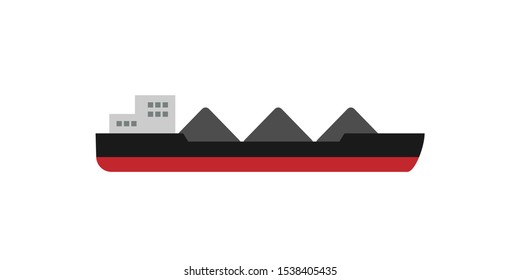 Cargo Ship With Coal Icon. Clipart Image Isolated On White Background