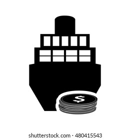cargo ship and coin icon