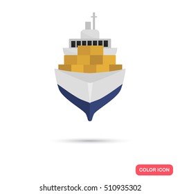 Cargo ship color icon. Flat design. Delivery theme for web and mobile