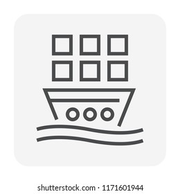 Cargo ship and cargo container icon design, for shipping work, 64x64 perfect pixel and editable stroke.