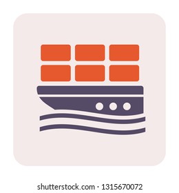 Cargo ship and cargo container icon design, for shipping work, 64x64 perfect pixel and editable stroke.