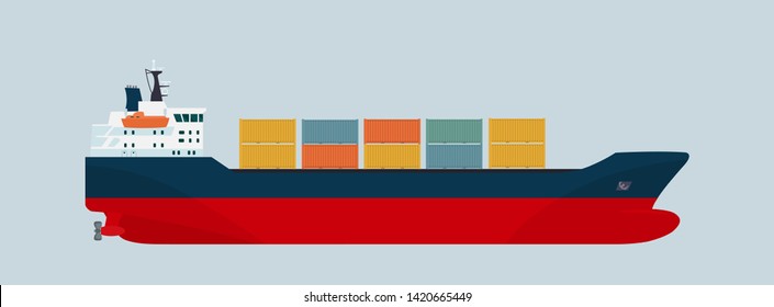 Cargo ship container isolated. Vector flat style illustration.