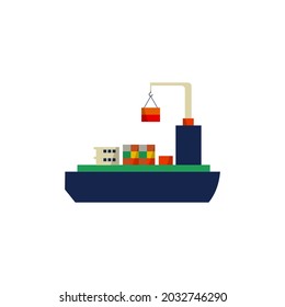 Cargo ship container in the ocean transportation, shipping freight transportation. illustration vector